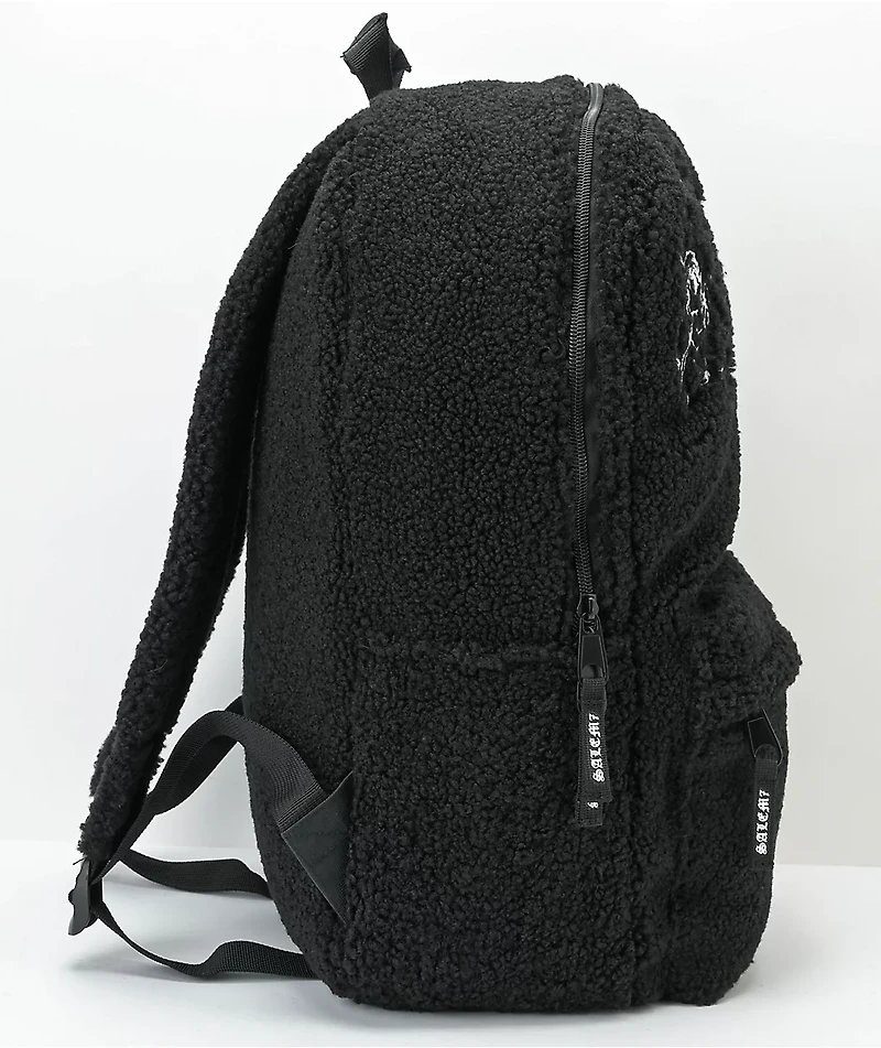 Salem7 Furever Friends Black Sherpa Backpack