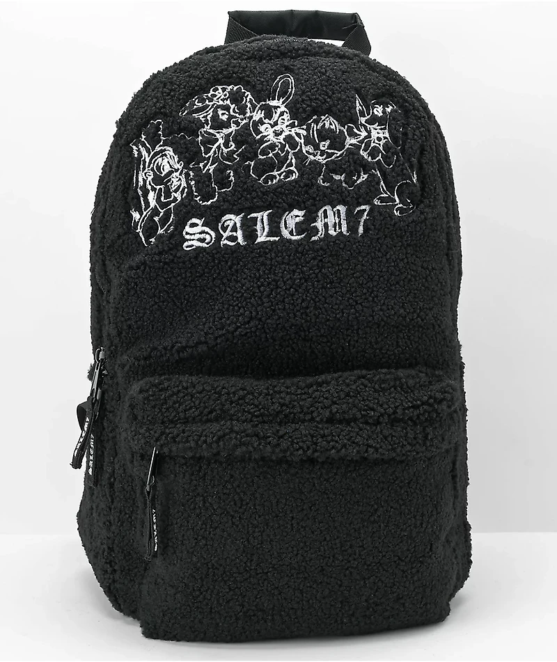 Salem7 Furever Friends Black Sherpa Backpack