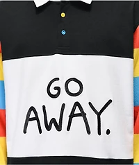 Salem7 Go Away Black, White & Multicolor Long Sleeve Polo Shirt