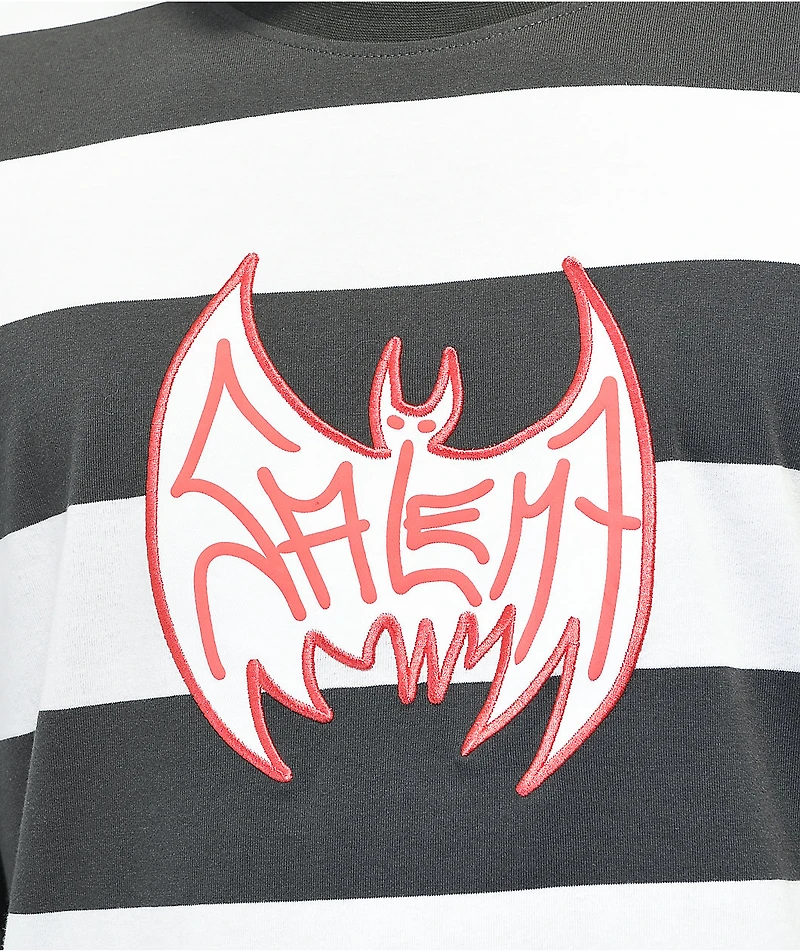 Salem7 Hoodbat Black & White Stripe Long Sleeve T-Shirt