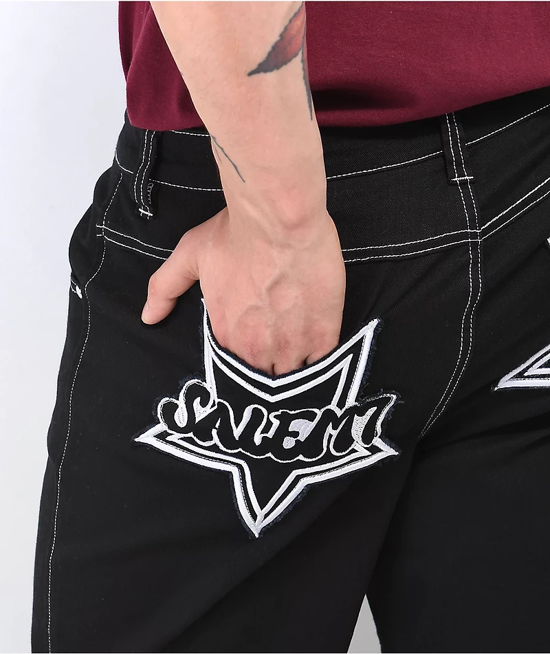Salem7 Pentagram Black Denim Jeans