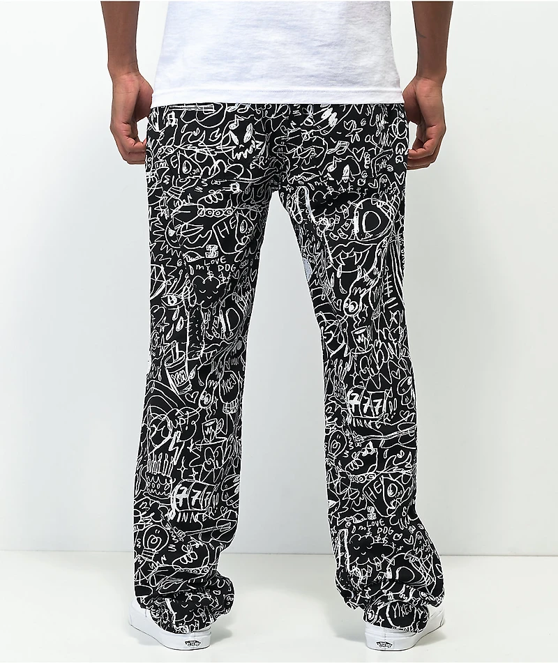 Salem7 Scrible Black Denim Jeans