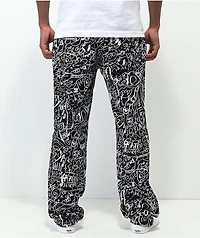 Salem7 Scrible Black Denim Jeans