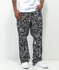 Salem7 Scrible Black Denim Jeans