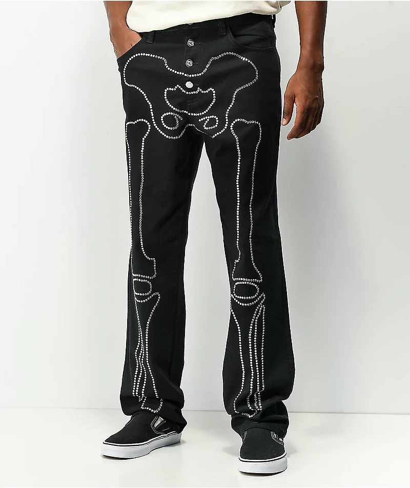 Salem7 Skeleton Black Denim Jeans