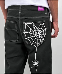 Salem7 Spider Web Black Denim Jeans