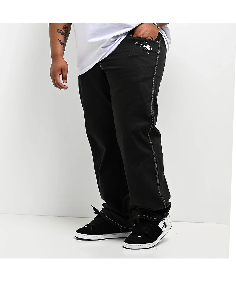 Salem7 Spider Web Black Denim Jeans