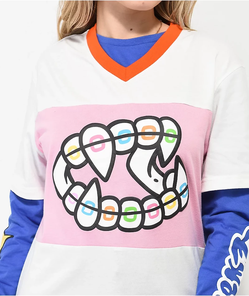 Salem7 Stargirl White & Blue 2fer Long Sleeve T-Shirt