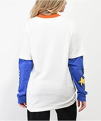 Salem7 Stargirl White & Blue 2fer Long Sleeve T-Shirt