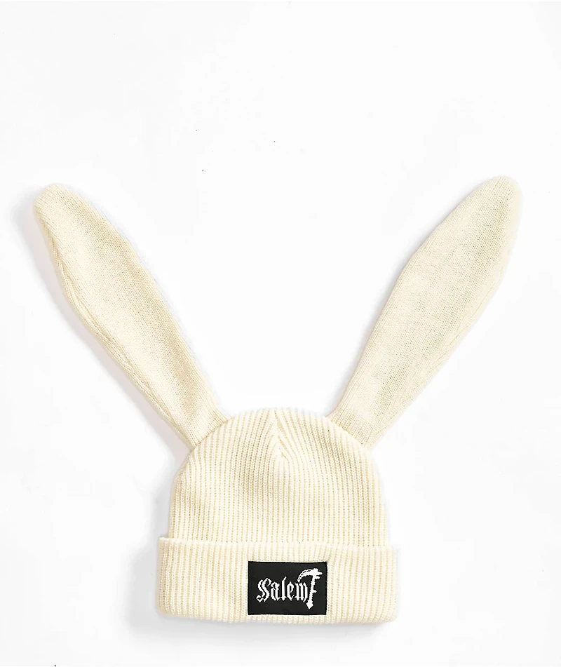 Salem7 White Rabbit Cream Beanie
