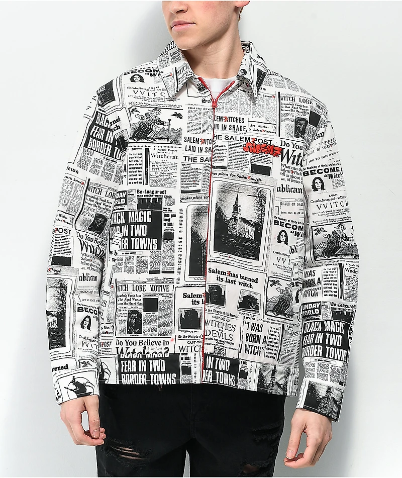 Salem7 Witches News Black & White Coaches Jacket