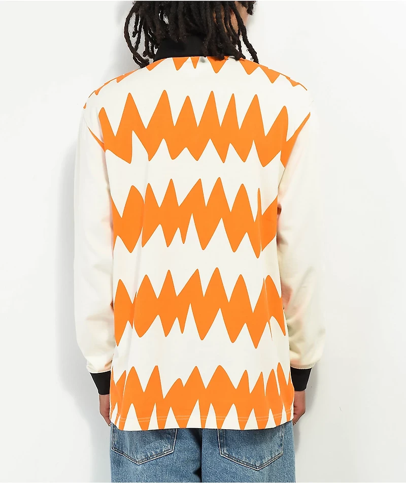 Salem7 Zig Zag Natural Long Sleeve Polo Shirt