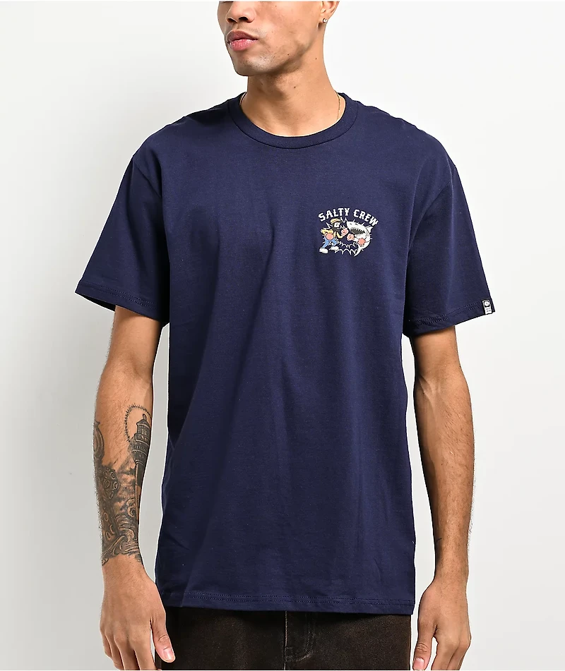 Salty Crew Fish Fight Navy T-Shirt