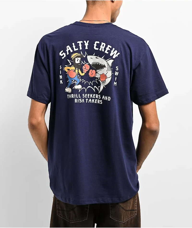 Salty Crew Fish Fight Navy T-Shirt