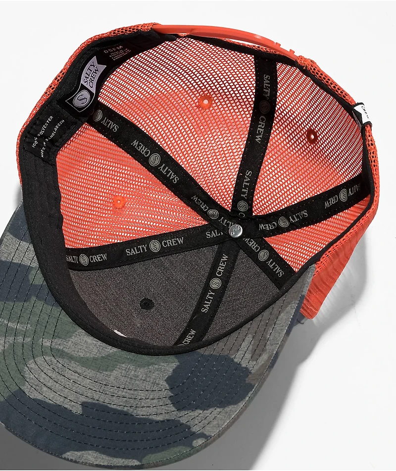 Salty Crew Pinnacle 2 Retro Orange & Camo Trucker Hat