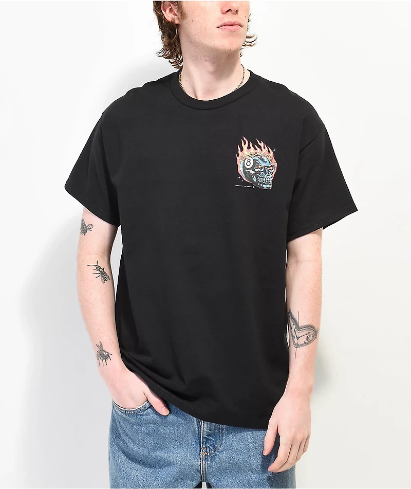Samborghini 8 Ball Skull Black T-Shirt
