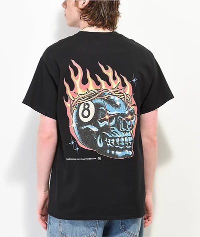 Samborghini 8 Ball Skull Black T-Shirt