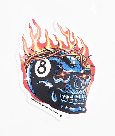 Samborghini 8 Ball Skull Sticker
