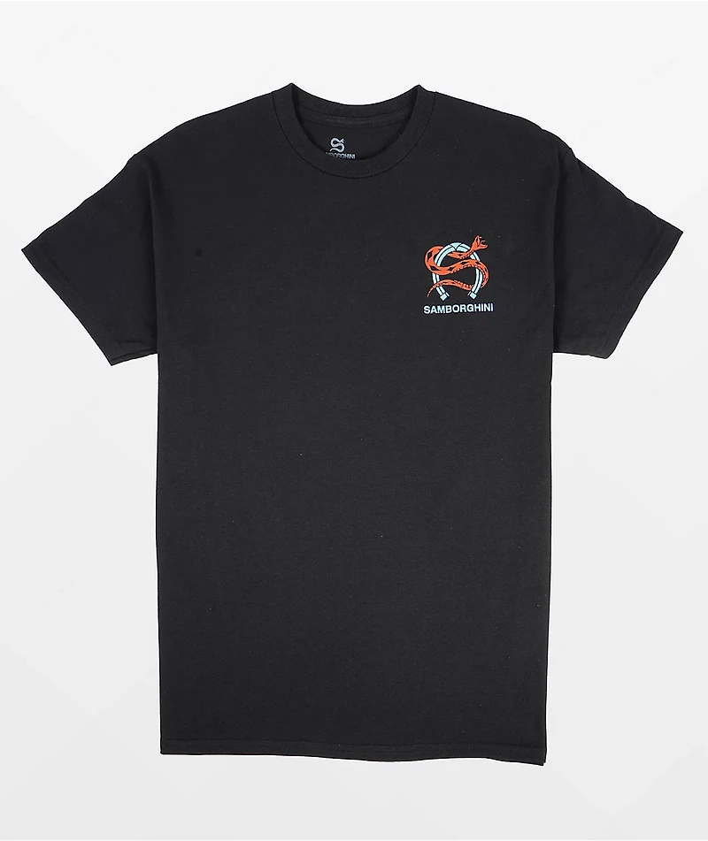Samborghini Cowgirl Rose Black T-Shirt
