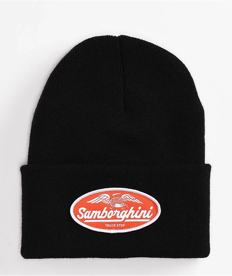 Samborghini Eagle Oval Patch Black Beanie