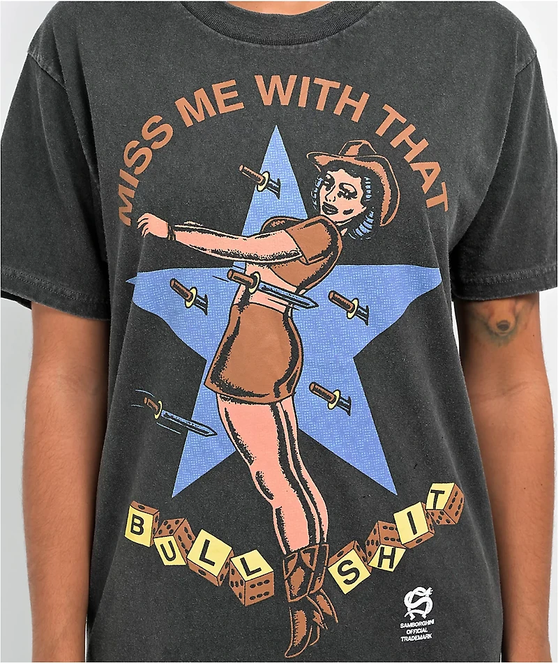 Samborghini Miss Me Black Wash T-Shirt