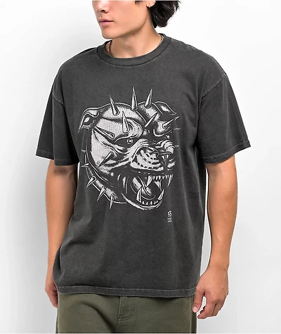 Samborghini Spikey Pitbull Black Wash T-Shirt
