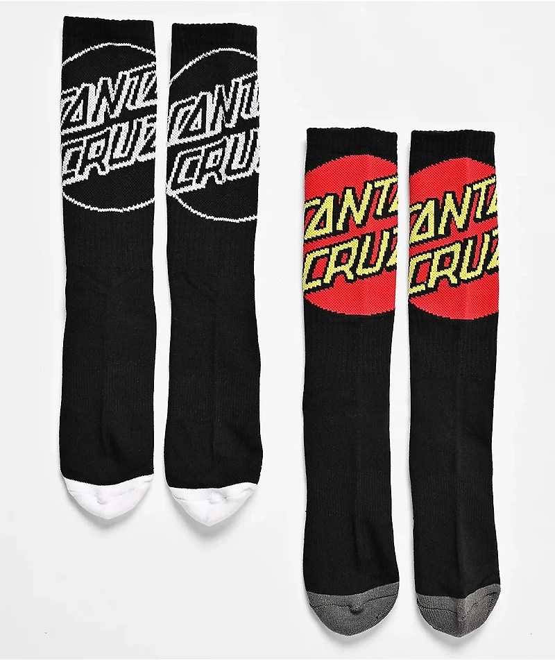 Santa Cruz Big Cruz 2 Pack Black Crew Socks