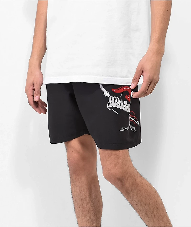 Santa Cruz Bone Hand Black Boardshorts