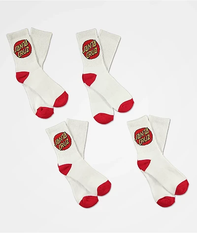 Santa Cruz Boys 4 Pack White Crew Socks