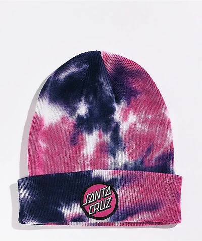 Santa Cruz Classic Dot Pink & Navy Tie Dye Beanie