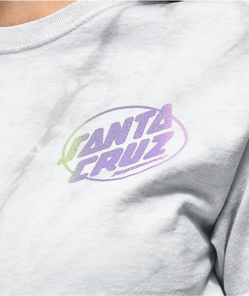 Santa Cruz Club Oval Dot Grey Tie Dye Crop T-Shirt