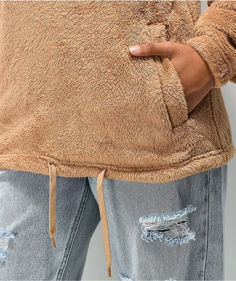 Santa Cruz Club Oval Dot Tan Sherpa Half-Zip Sweatshirt
