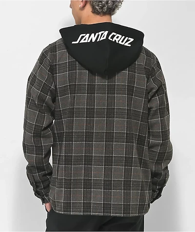 Santa Cruz Costa Black Hooded Flannel Shirt