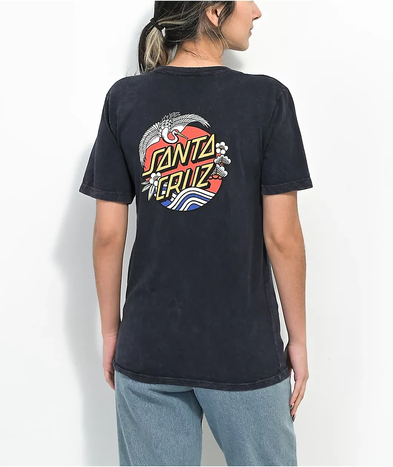 Santa Cruz Crane Dot Black Mineral Wash T-Shirt