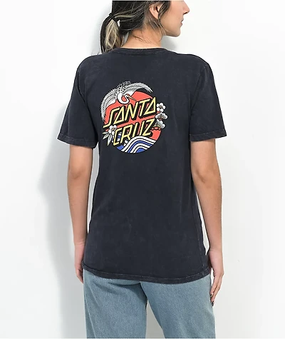 Santa Cruz Crane Dot Black Mineral Wash T-Shirt