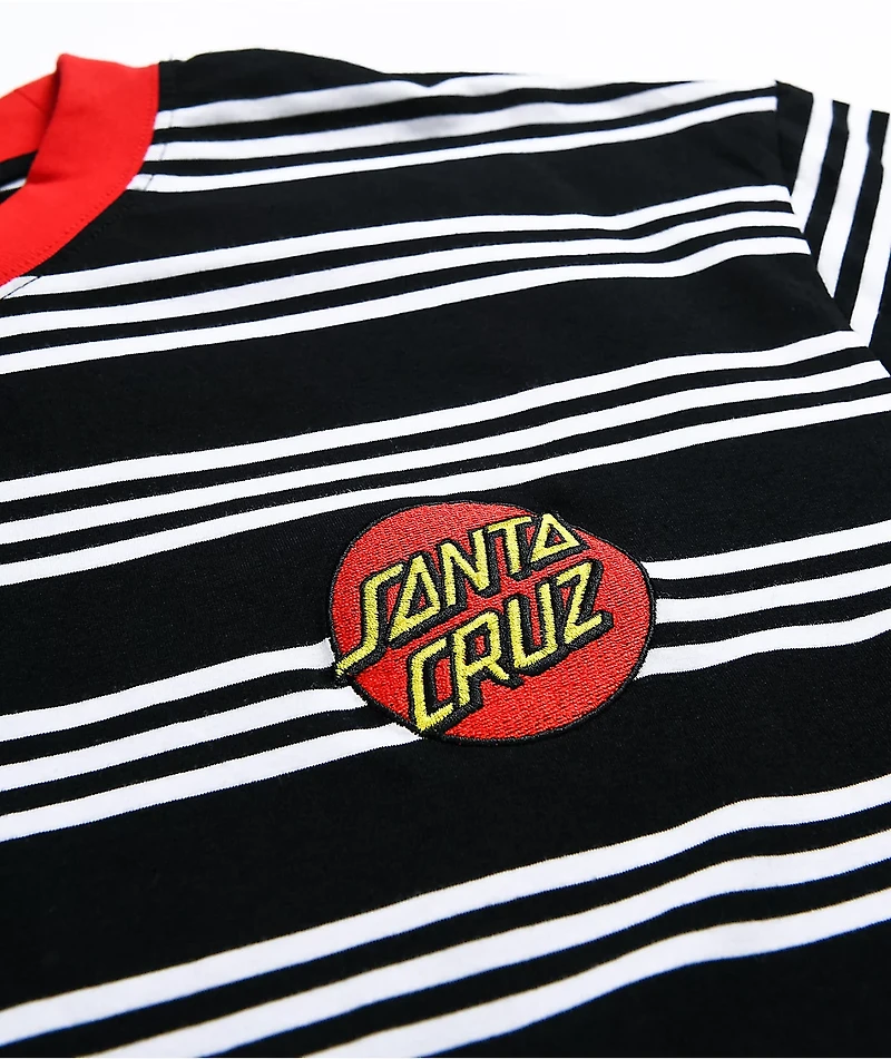 Santa Cruz Dot Embroidered Stripe Black T-Shirt
