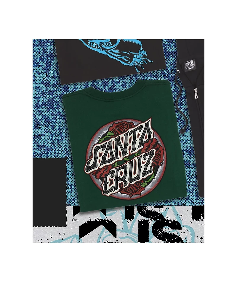 Santa Cruz Dressen Roses Dot Green T-Shirt