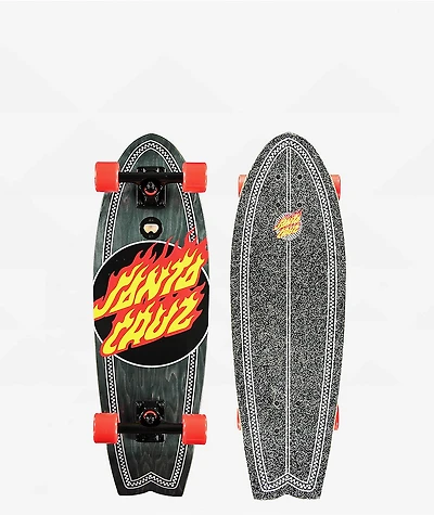 Santa Cruz Flame Dot Check Shark 27.7" Cruiser Skateboard Complete