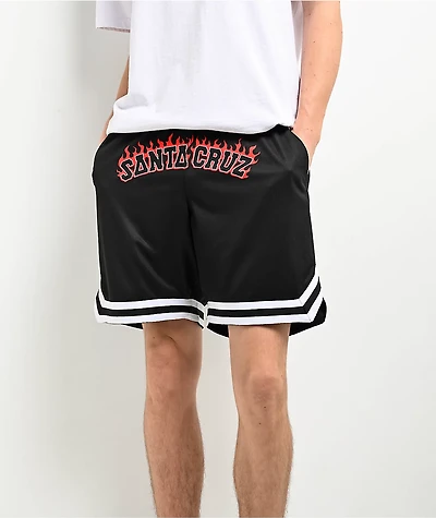 Santa Cruz Flamed Collegiate Black Mesh Shorts