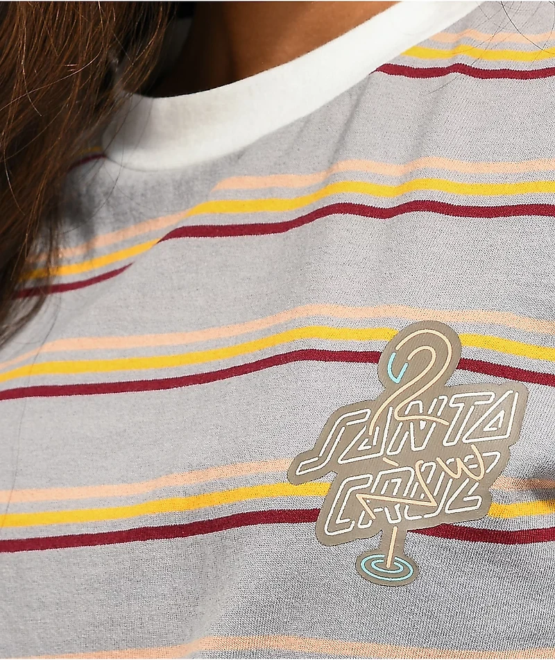 Santa Cruz Glow Dot Grey Sunrise Stripe T-Shirt