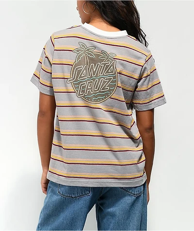 Santa Cruz Glow Dot Grey Sunrise Stripe T-Shirt