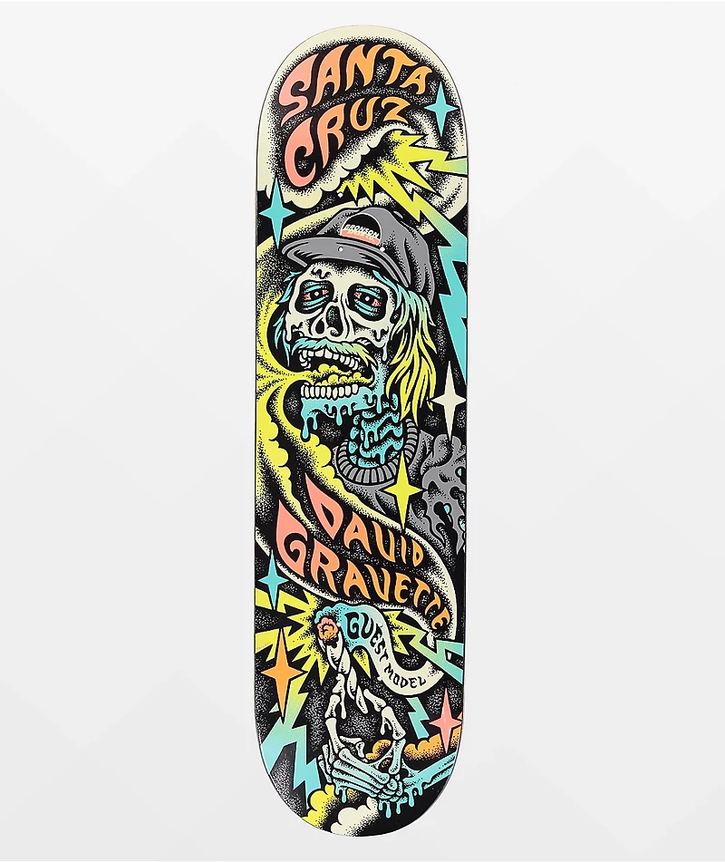 Santa Cruz Gravette Hippie Skull 8.3" Skateboard Deck