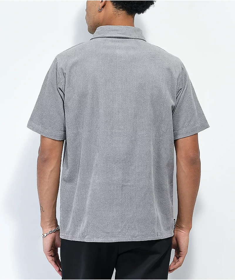 Santa Cruz Grey Corduroy Short Sleeve Button Up Shirt