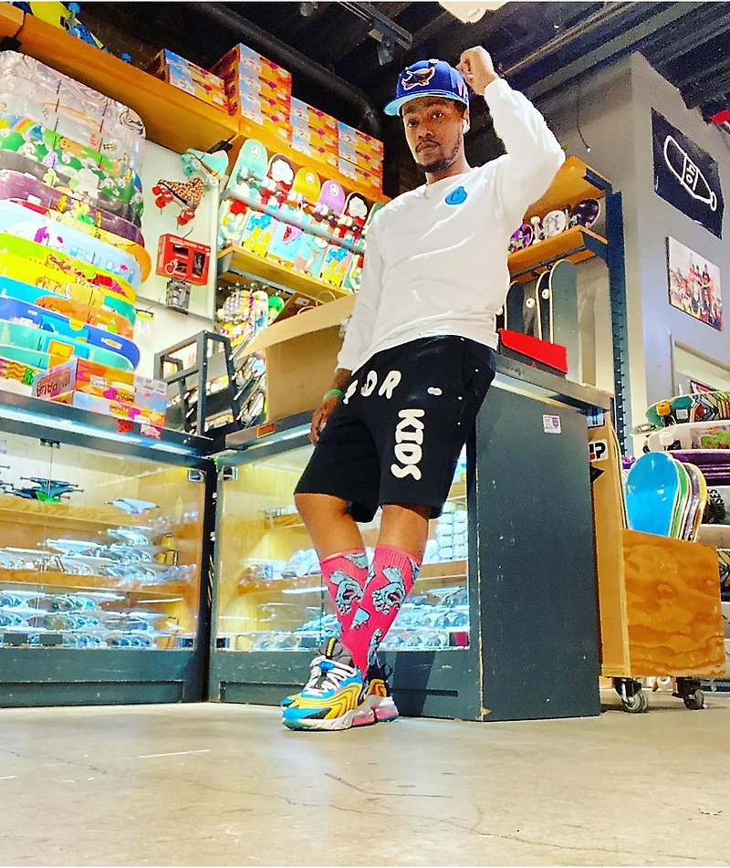 Santa Cruz Hands Allover Pink & Green Crew Socks