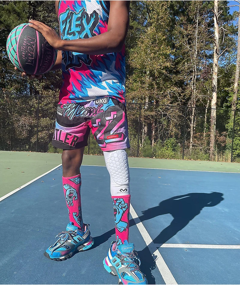Santa Cruz Hands Allover Pink & Green Crew Socks
