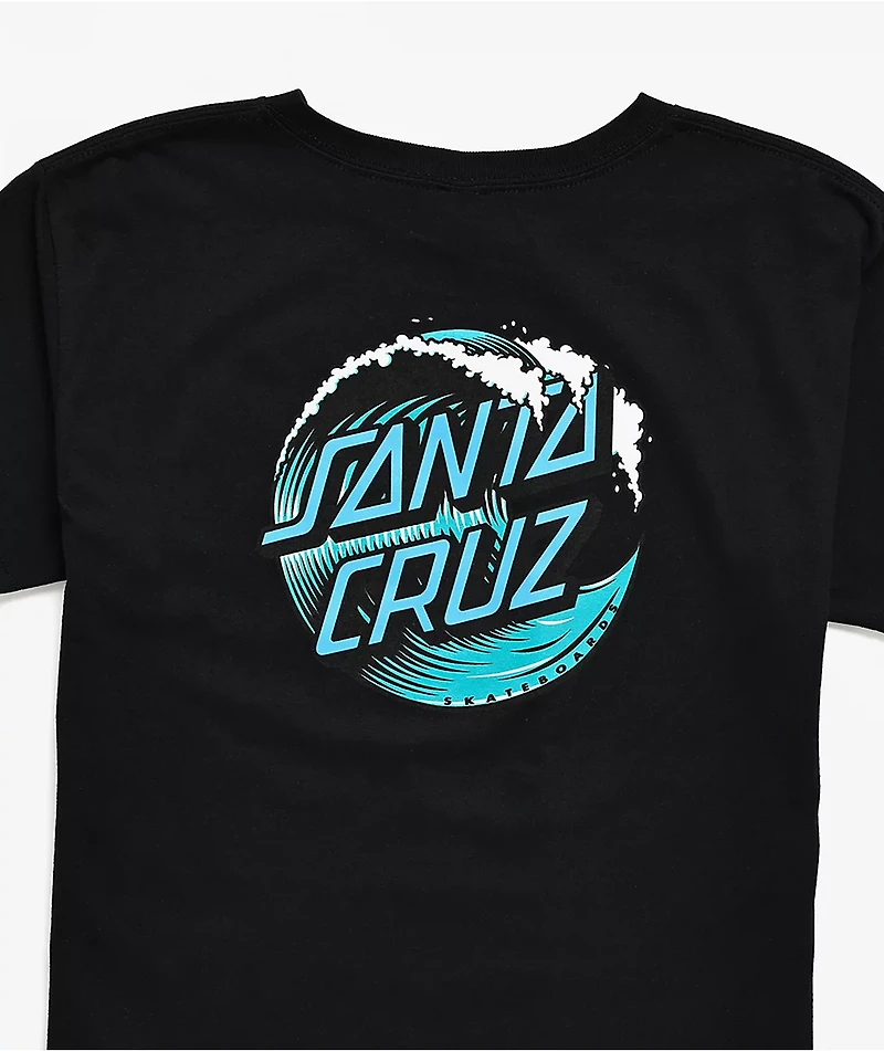 Santa Cruz Kid's Wave Dot Black T-Shirt