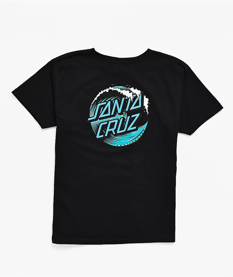 Santa Cruz Kid's Wave Dot Black T-Shirt