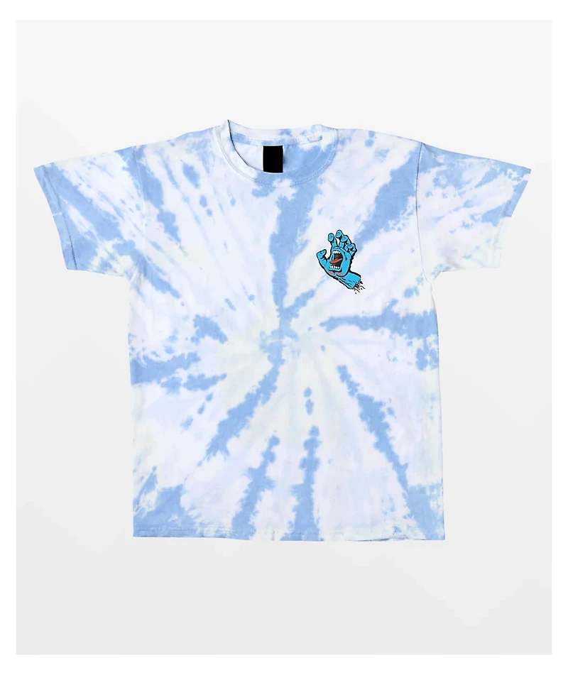 Santa Cruz Kids' Screaming Hand Blue & White Tie Dye T-Shirt