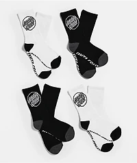 Santa Cruz Kids Opus Strip Black & White 4 Pack Crew Socks