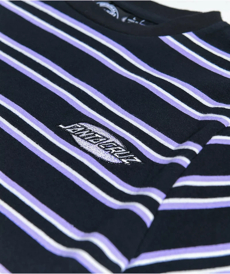 Santa Cruz Kids Oval Embroidered Stripe Purple & Black T-Shirt